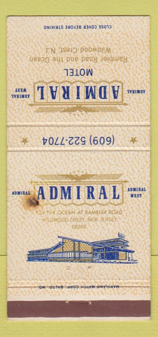 Matchbook Cover - Admiral Motel Wildwood Crest NJ WORN 30 Strike