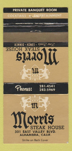 Matchbook Cover - Morris Steak House Alhambra CA WEAR 30 Strike