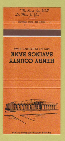 Matchbook Cover - Henry County Savings Bank Mount Pleasant IA 30 Strike
