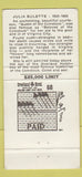 Matchbook Cover - Overland Hotel Reno NV Julia Bulette casino 30 Strike