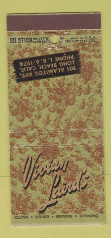 Matchbook Cover - Vivian Laird's Long Beach CA restaurant  30 Stick