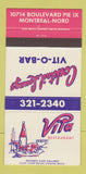 Matchbook Cover - Vita Restaurant Vit O Bar Montreal QC 30 Strike