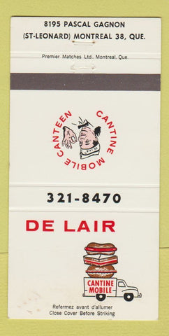 Matchbook Cover - De Lair Cantine Mobile Montreal QC 30 Strike