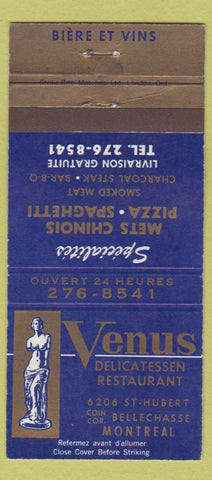 Matchbook Cover - Venus Deli Restaurant Montreal QC 30 Strike