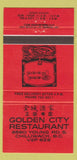 Matchbook Cover - Golden City Chinese Restaurant Chilliwack BC 30 Strike
