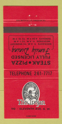 Matchbook Cover - The Trojan Steak Pizza 30 Strike