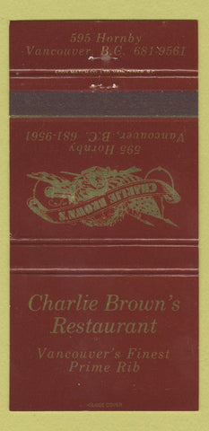 Matchbook Cover - Charlie Brown's Restaurant Vancouver BC 30 Strike