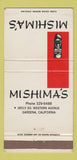 Matchbook Cover - Mishima's Gardena CA tiki? 30 Strike