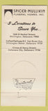 Matchbook Cover - Spicer Mullikin Funeral Homes Wilmington DE 30 Strike