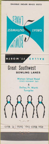 Matchbook Cover - Southwest Bowling Dalls Fort Worth TX