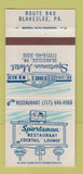 Matchbook Cover - Sportsman Restaurant Blakeslee PA CREASED 30 Strike