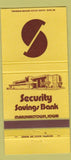 Matchbook Cover - Security Savings Bank Marshalltown IA 30 Strike