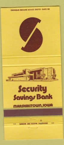 Matchbook Cover - Security Savings Bank Marshalltown IA 30 Strike
