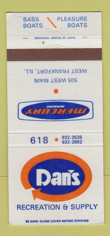 Matchbook Cover - Dan's Mercury Boat Motors West Frankfort IL 30 Strike