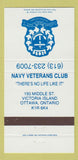 Matchbook Cover - Navy Veterans Club Ottawa ON 30 Strike