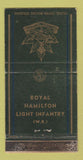 Matchbook Cover - Roayl Hamilton Light Infantry ON Canada WORN 30 Strike