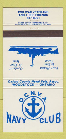Matchbook Cover - OCNVA Navy Club Woodstock ON 30 Strike