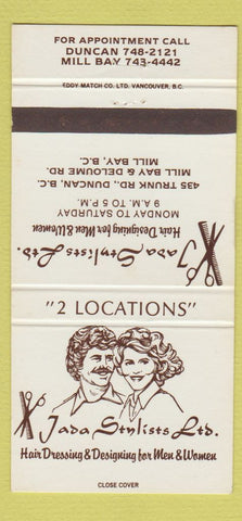 Matchbook Cover - Jada Stylists Hair Duncan Mill Bay BC 30 Strike