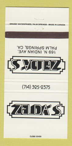 Matchbook Cover - Zelda's Palm Springs CA 30 Strike