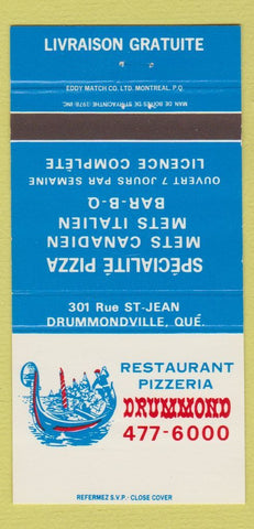 Matchbook Cover - Restaurant Pizzeria Drummondville QC 30 Strike