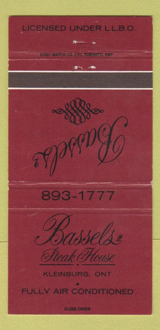 Matchbook Cover - Bassels' Steak House Kleinburg ON WEAR 30 Strike