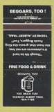 Matchbook Cover - Beggars Too! Edmonton AB 30 Strike
