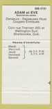Matchbook Cover - Adam & Eve Brasserie L'Emerillon Sherbrooke QC 30 Strike