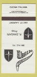 Matchbook Cover - Chez Ubaldo Restaurant Italian Canada 30 Strike