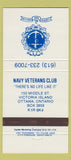 Matchbook Cover - Canadian Navy Veterans Club Ottawa ON 30 Strike