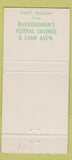 Matchbook Cover - Railroadman's Federal Savings Loan Christmas 30 Strike