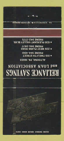 Matchbook Cover - Reliance Savings Altoona PA WEAR 30 Strike