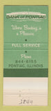 Matchbook Cover - Bank of Pontiac IL Indian 30 Strike