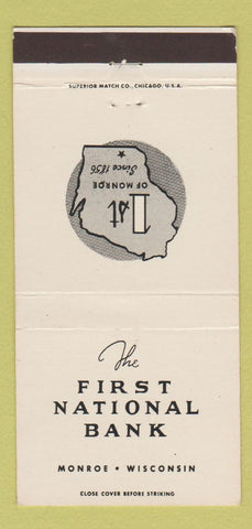 Matchbook Cover - First National Bank Monroe WI 30 Strike