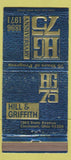Matchbook Cover - Hill & Griffith Cincinnati OH 1971 WEAR 30 Strike