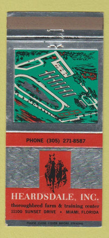 Matchbook Cover - Heardsdale Inc Horse Racing Training Miami FL 30 Strike