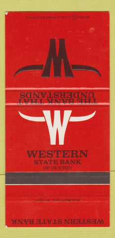 Matchbook Cover - Western State Bank Denton TX 30 Strike
