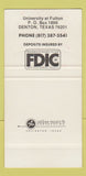 Matchbook Cover - Western State Bank Denton TX 30 Strike