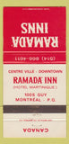 Matchbook Cover - Ramada Inn Montreal QC 30 Strike