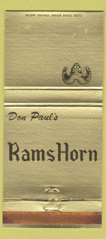 Matchbook Cover - Don Paul's Rams Horn Encino CA Football WEAR 30 Strike