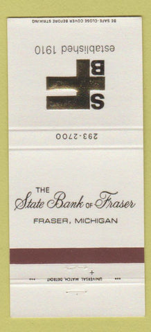 Matchbook Cover - State Bank of Fraser MI 30 Strike