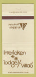 Matchbook Cover - Interlaken Lodge Villas Lake Geneva WI 30 Strike