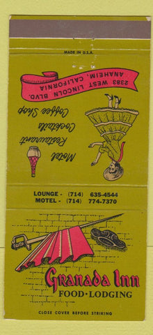 Matchbook Cover - Granada Inn Anaheim CA girlie  30 Strike