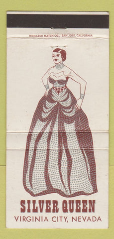 Matchbook Cover - Silver Queen Casino Virginia City NV girlie 30 Strike