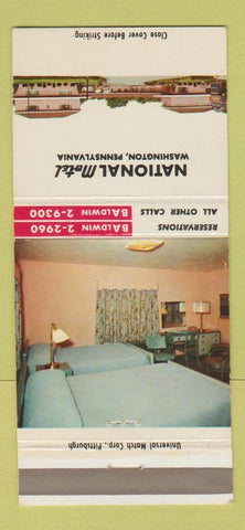Matchbook Cover - National Motel Washington PA 30 Strike
