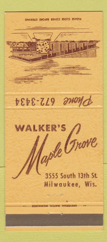 Matchbook Cover - Walker's Maple Grove Milwaukee WI 30 Strike