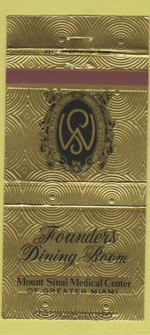 Matchbook Cover - Founder's Dining Room Miami FL Mount Sinai Medical 30 Strike