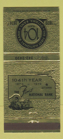 Matchbook Cover - First National Bank Ottawa KS 1974 30 Strike