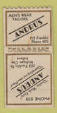 Matchbook Cover - Andrus Men's Clothes Michigan City IN PULLQUICK WORN