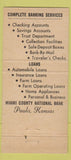 Matchbook Cover - Miami County National Bank Paola KS 30 Strike