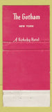 Matchbook Cover - Gotham Hotel New York City WEAR 30 Strike